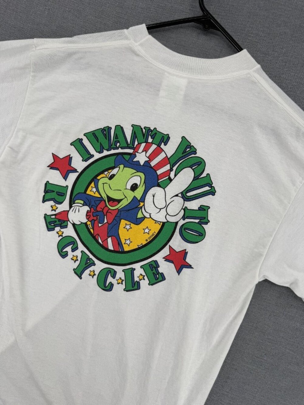 Original Vtg Global Green Disney Jiminy Cricket Recycle T-Shirt Mens XL Tee Y2K